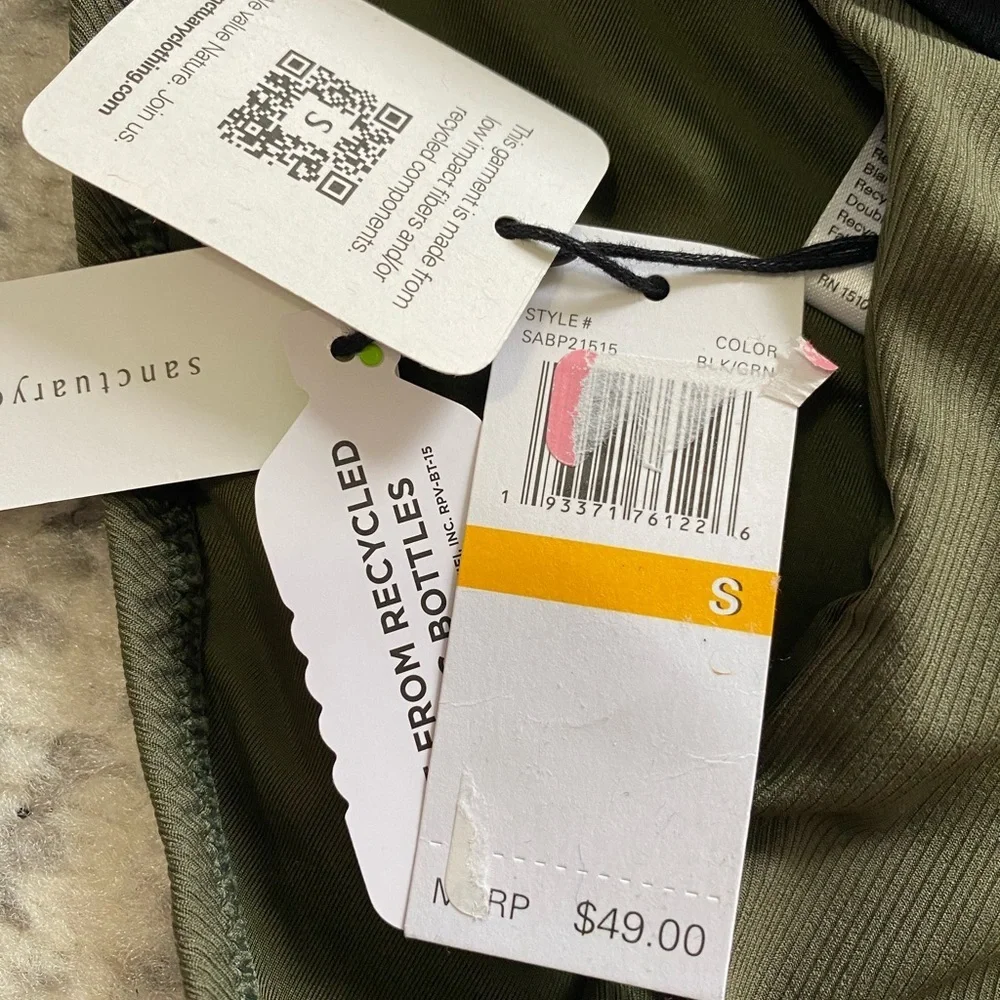 Sanctuary Block Party Wrap Hipster Swim Bottom Black White Green NEW - Picture 5 of 10